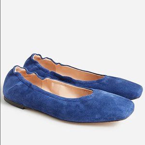 J CREW Anya scrunchie ballet flats in suede 6.5 Mediterranean Navy